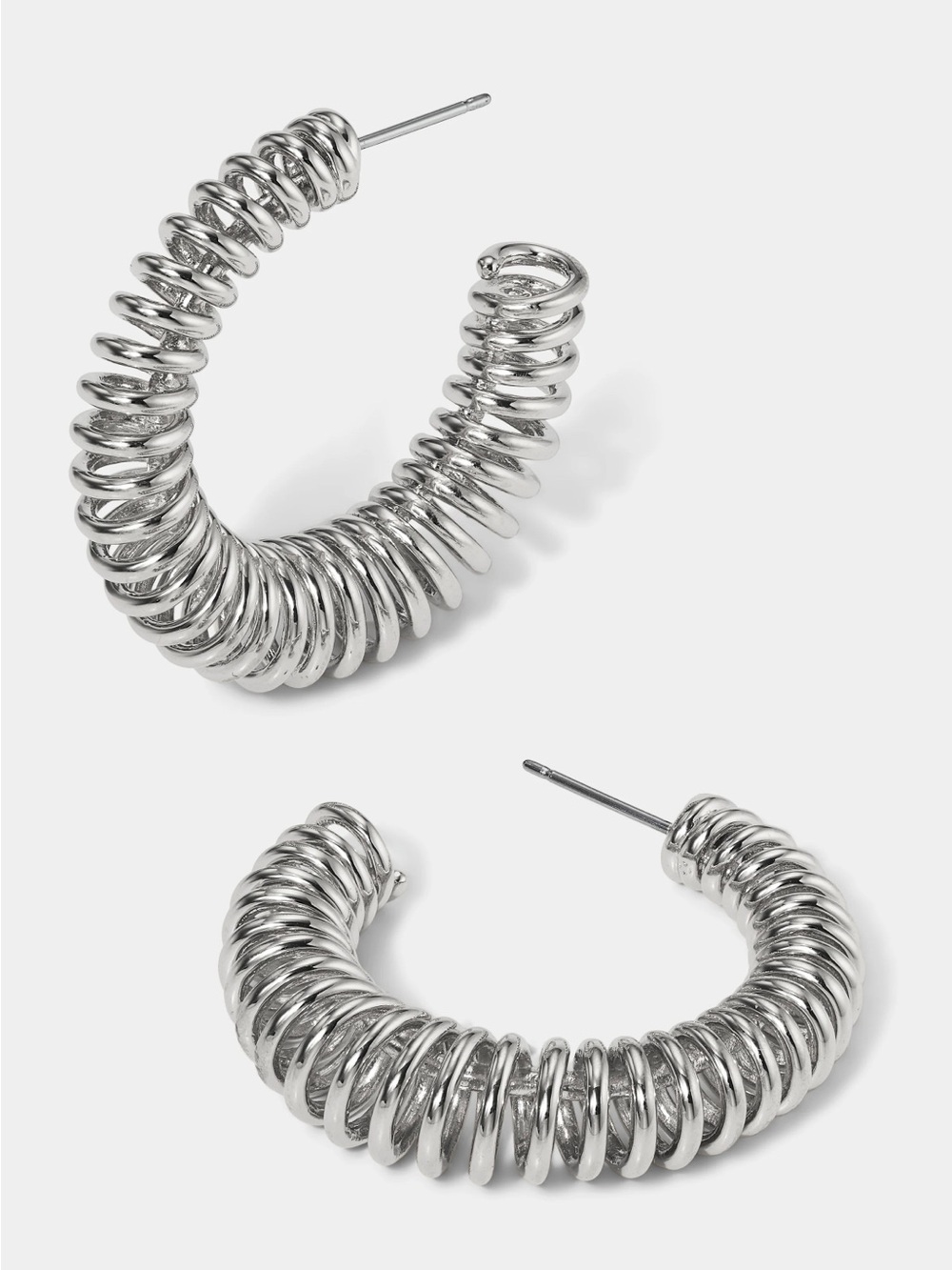 NÁDRI Juno Coil Wire Hoop Earrings Silver
